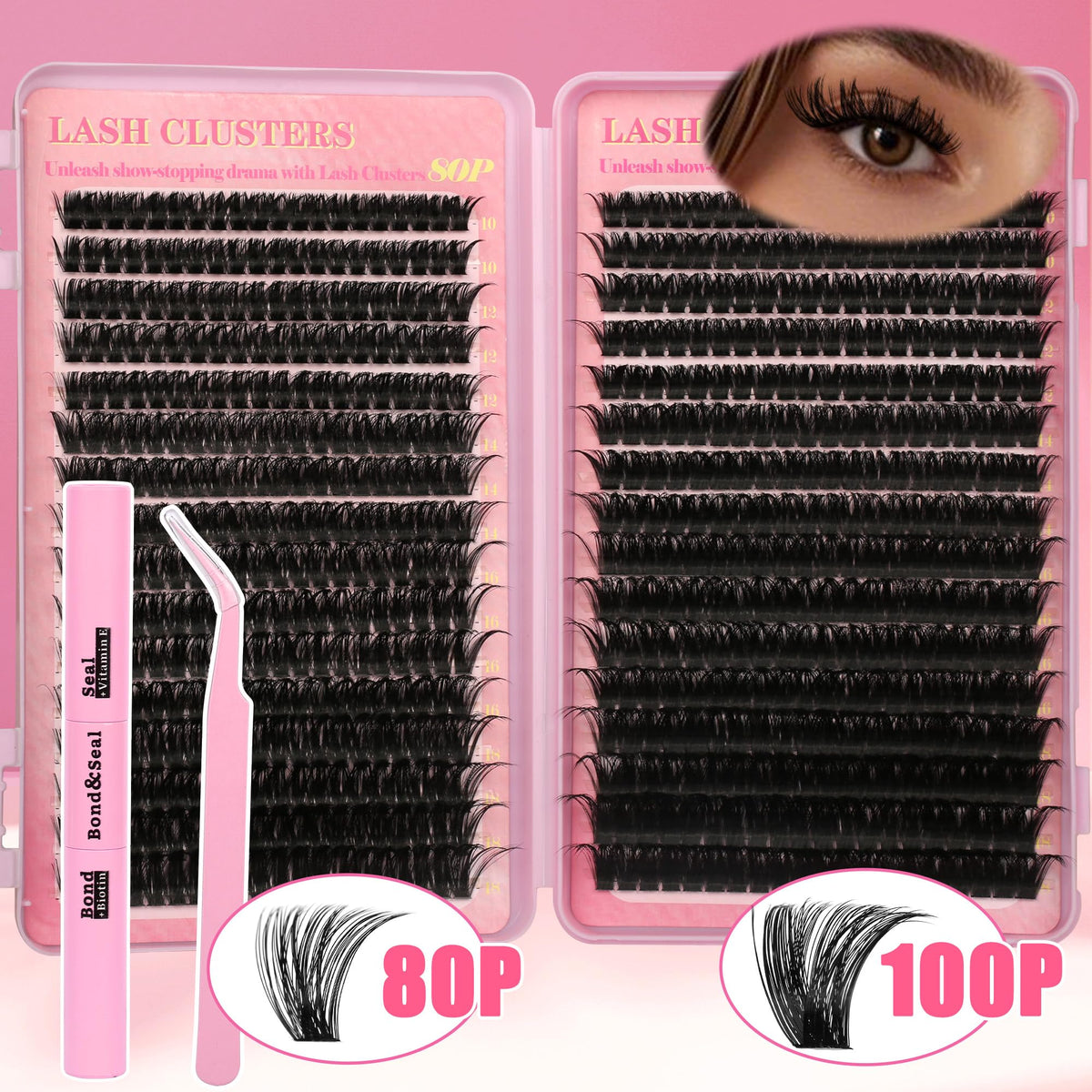 Close-up of Gmagictobo lash clusters in various lengths