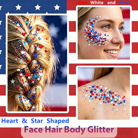 Close-up of Go Ho Body Glitter showing red, white, and blue sequins