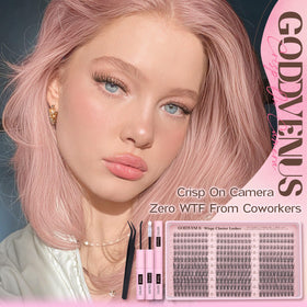 Close-up of Goddvenus lash clusters in various lengths