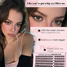 Close-up of Goddvenus Wispy Lash Clusters in 12-14-16mm lengths