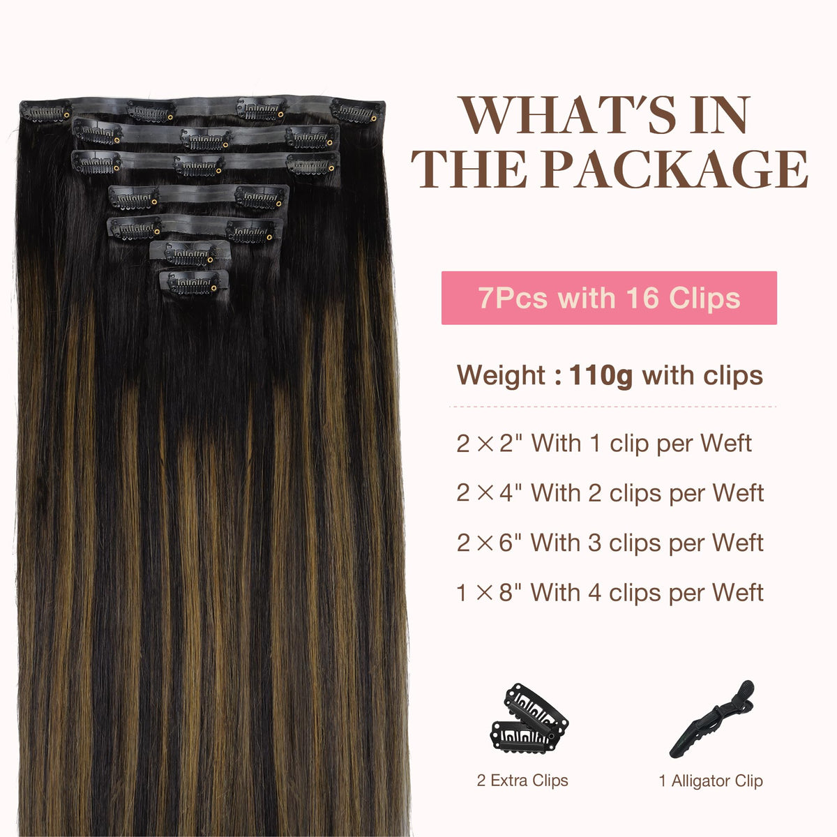 Close-up of GOO GOO Clip in Hair Extensions clips