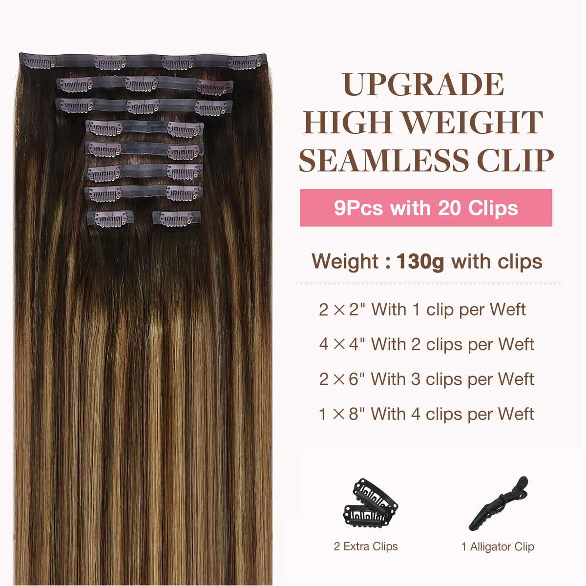 Close-up of GOO GOO Clip in Hair Extensions clips