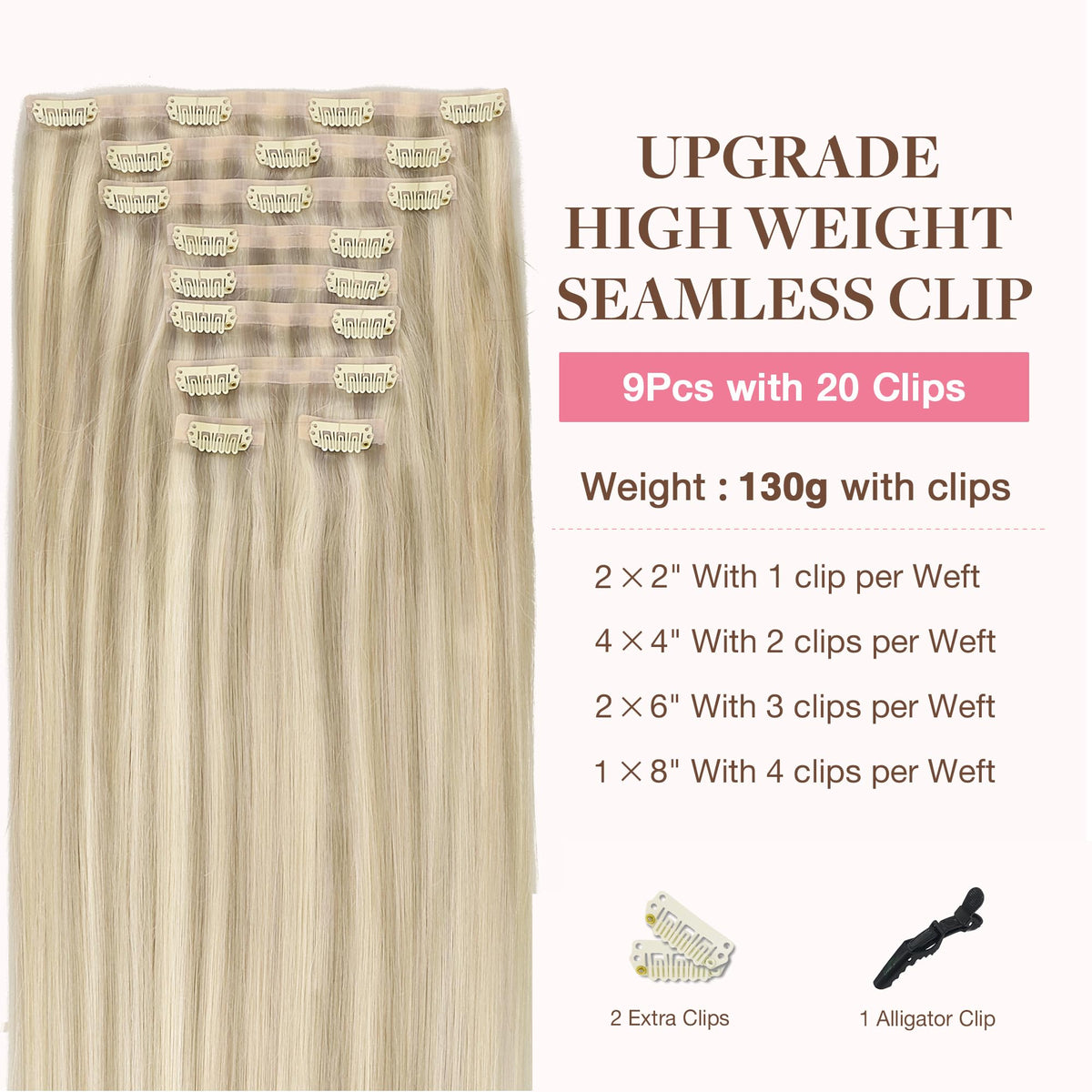 Close-up of GOO GOO Clip in Hair Extensions clips