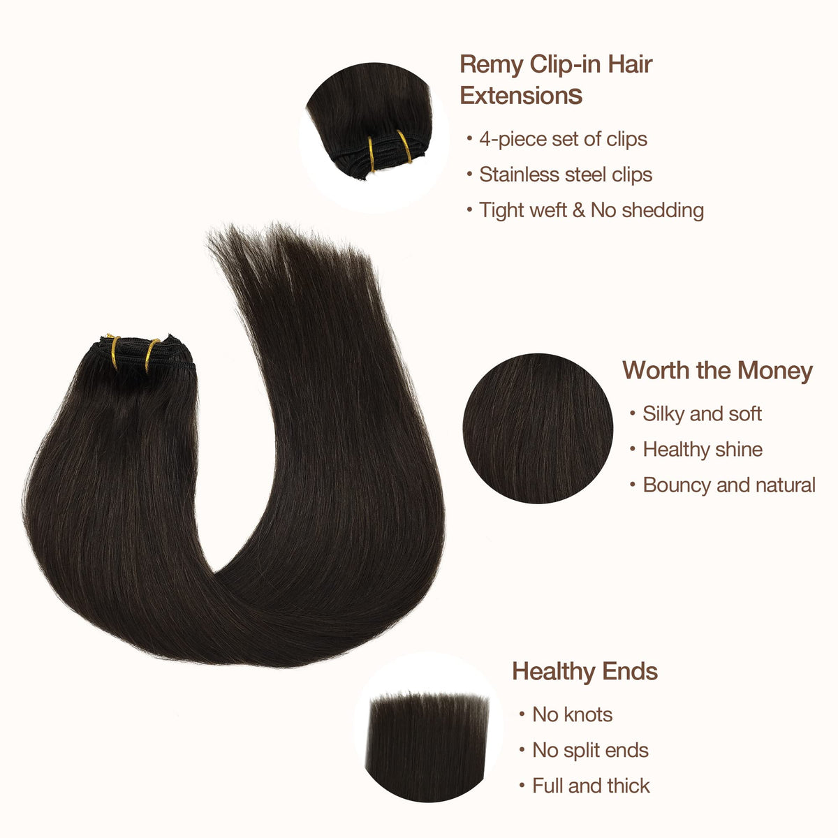 Close-up of GOO GOO Clip in Hair Extensions clips