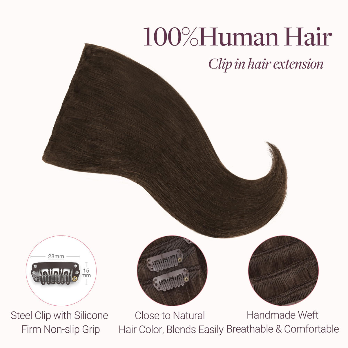Close-up of GOO GOO Clip in Hair Extensions clips