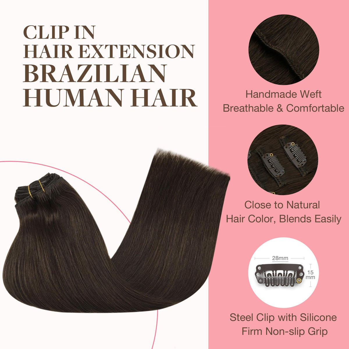 Close-up of GOO GOO Clip in Hair Extensions clips