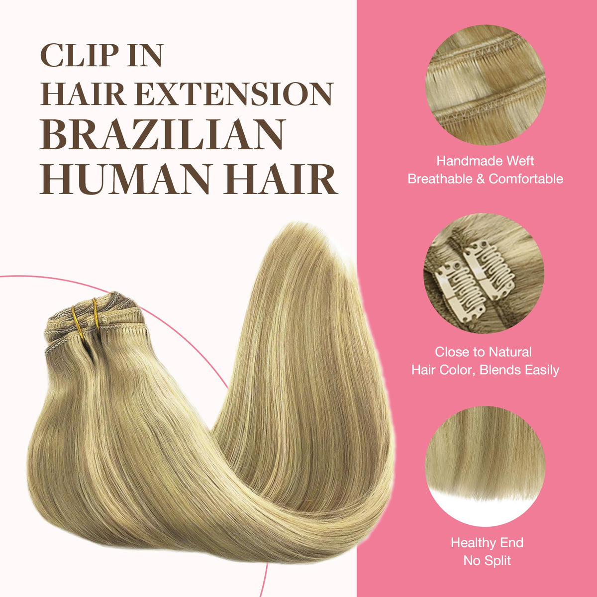 Close-up of GOO GOO Clip in Hair Extensions clips