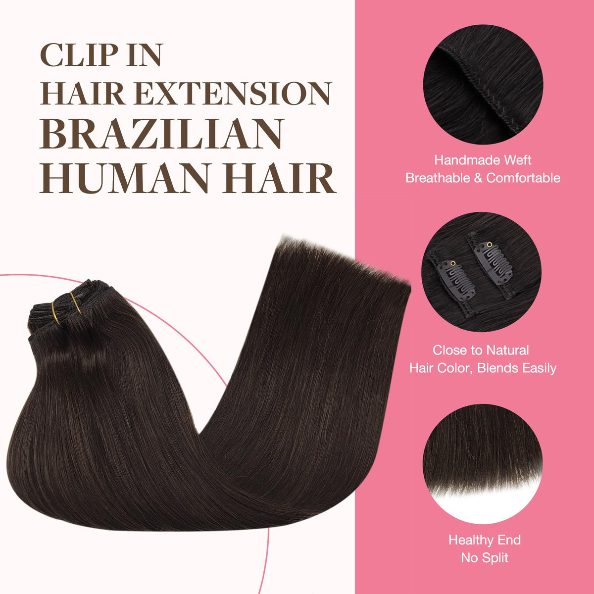 Close-up of GOO GOO Clip in Hair Extensions clips