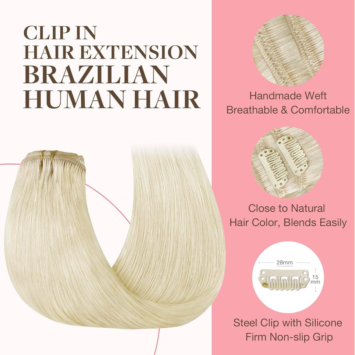 Close-up of GOO GOO Clip in Hair Extensions clips