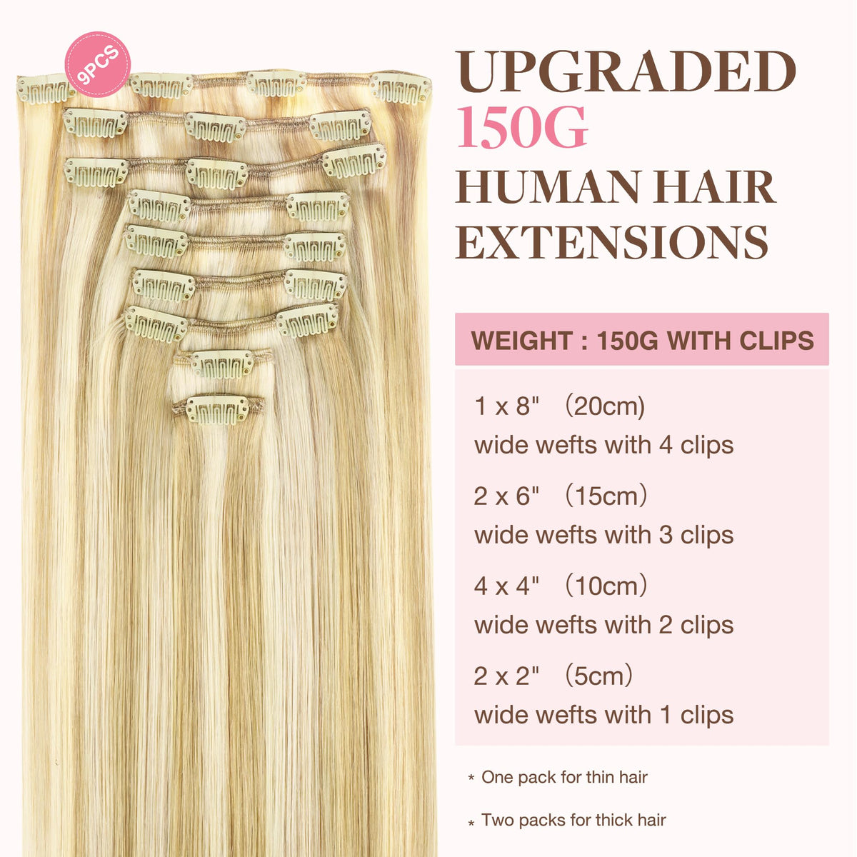 Close-up of GOO GOO Clip in Hair Extensions clips and texture