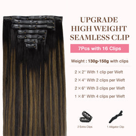 Close-up of GOO GOO Clip in Hair Extensions clips and texture