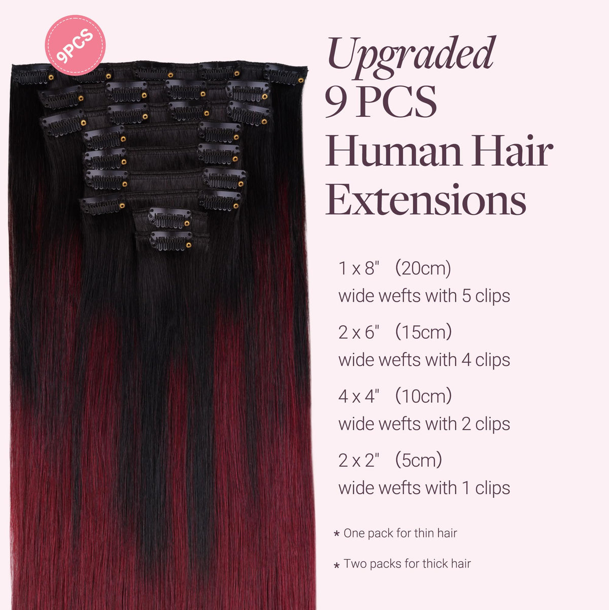 Close-up of GOO GOO Clip in Hair Extensions clips and weft
