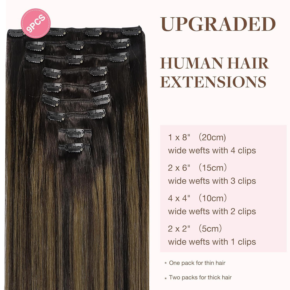 Close-up of GOO GOO Clip in Hair Extensions clips and weft