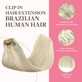 Close-up of GOO GOO Clip in Hair Extensions showing clips