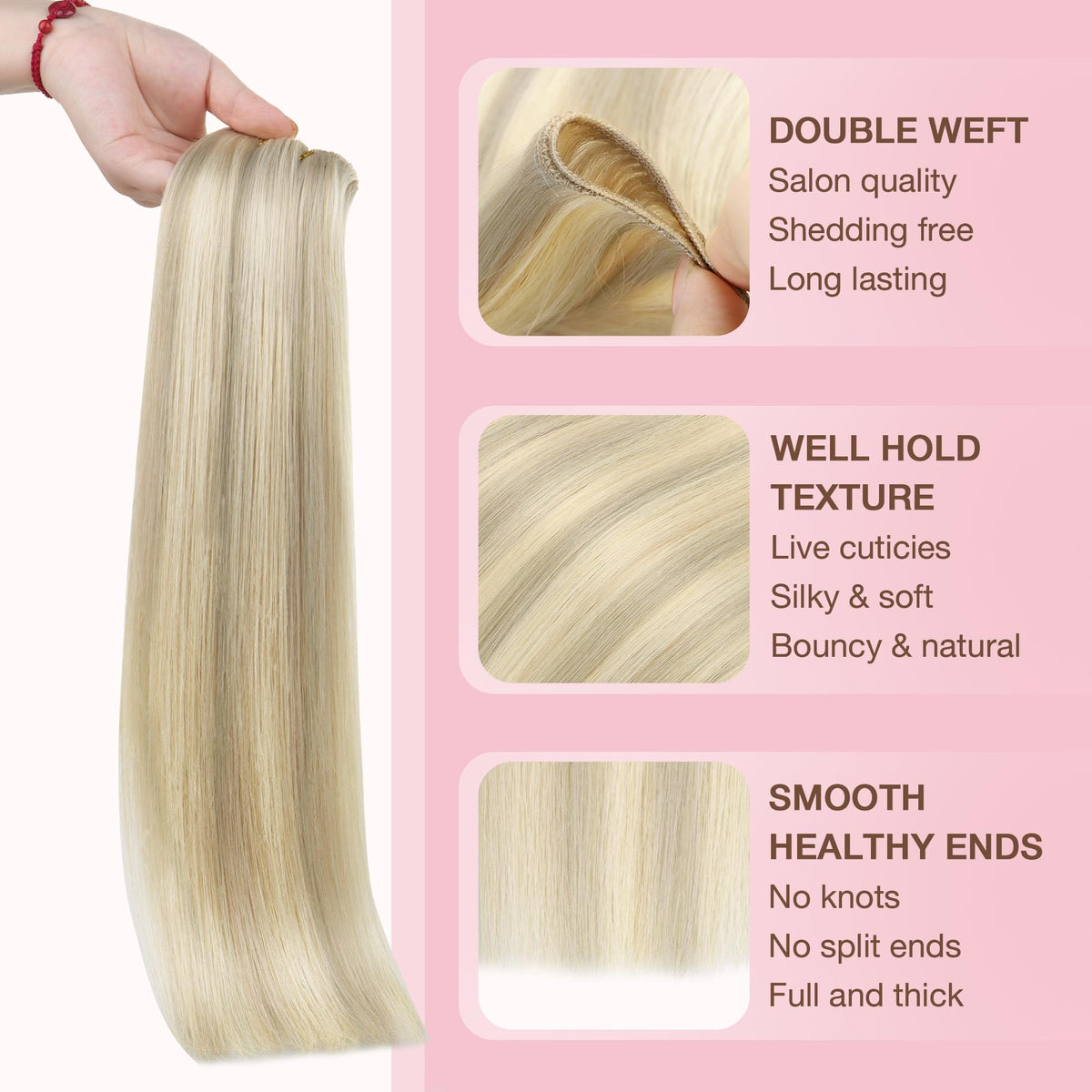 Close-up of GOO GOO Hair Extensions texture
