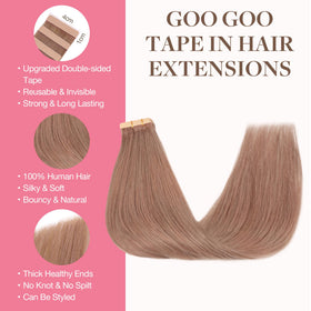 Close-up of GOO GOO Tape in Hair Extensions with skin weft