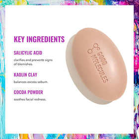 Close-up of Good Molecules Clarify and Cleanse Bar, showing texture