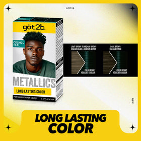 Close-up of Got2B Metallics Cosmic Teal hair dye color cream