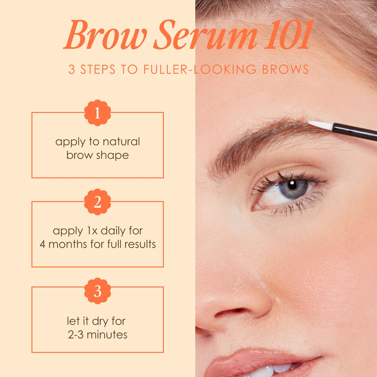 Close-up of Grande Cosmetics GrandeBROW Brow support Serum 3mL applicator