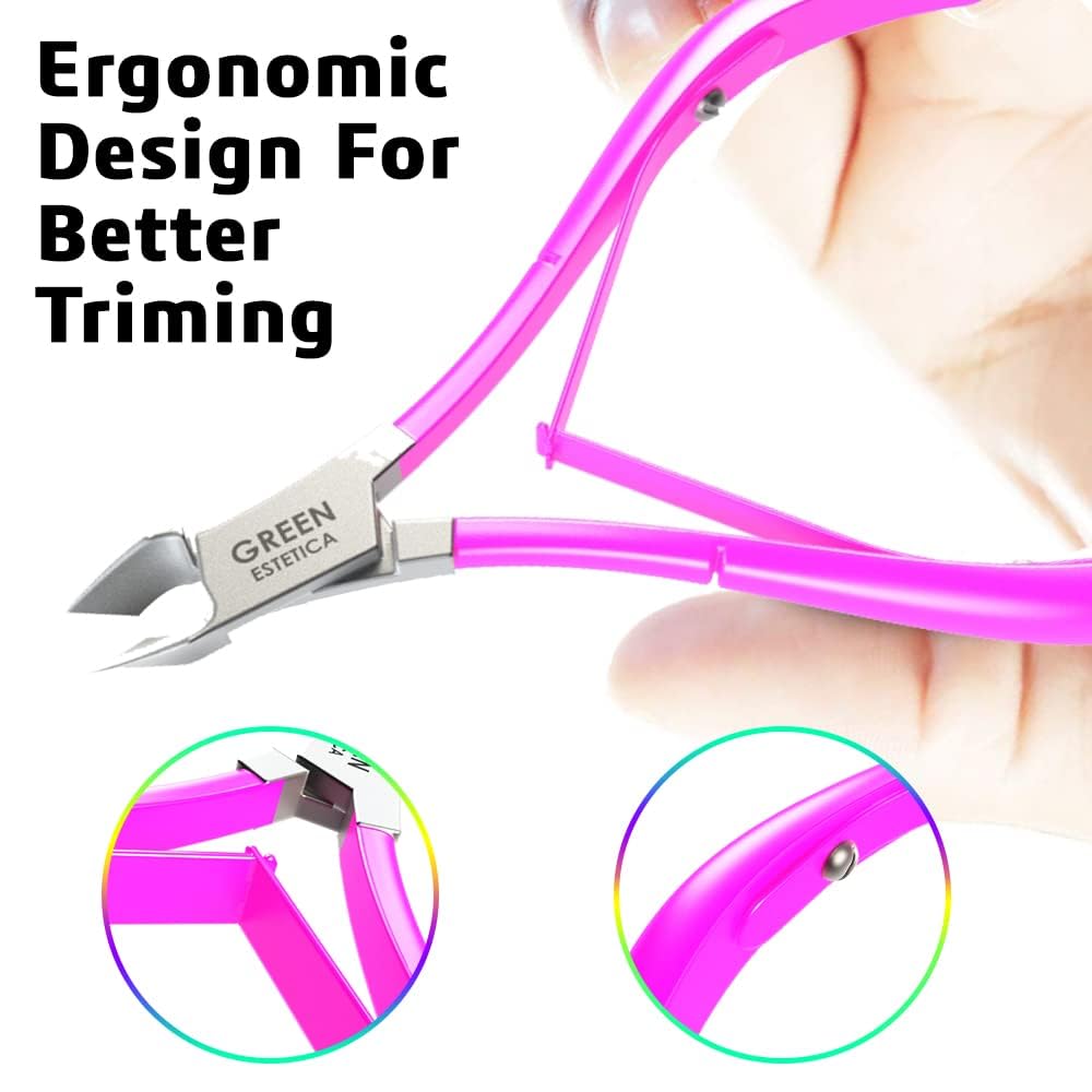 Close-up of GREEN ESTETICA cuticle nipper blades