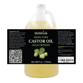 Close-up of GreenIVe castor oil texture in a glass bottle