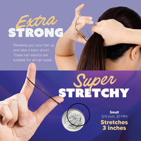 Close-up of Gumi good black hair tie elastic material