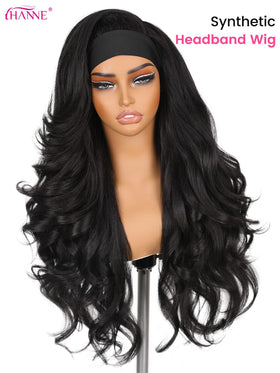 Close-up of HANNE Wavy Flip Curls Curly Headband Wig curls