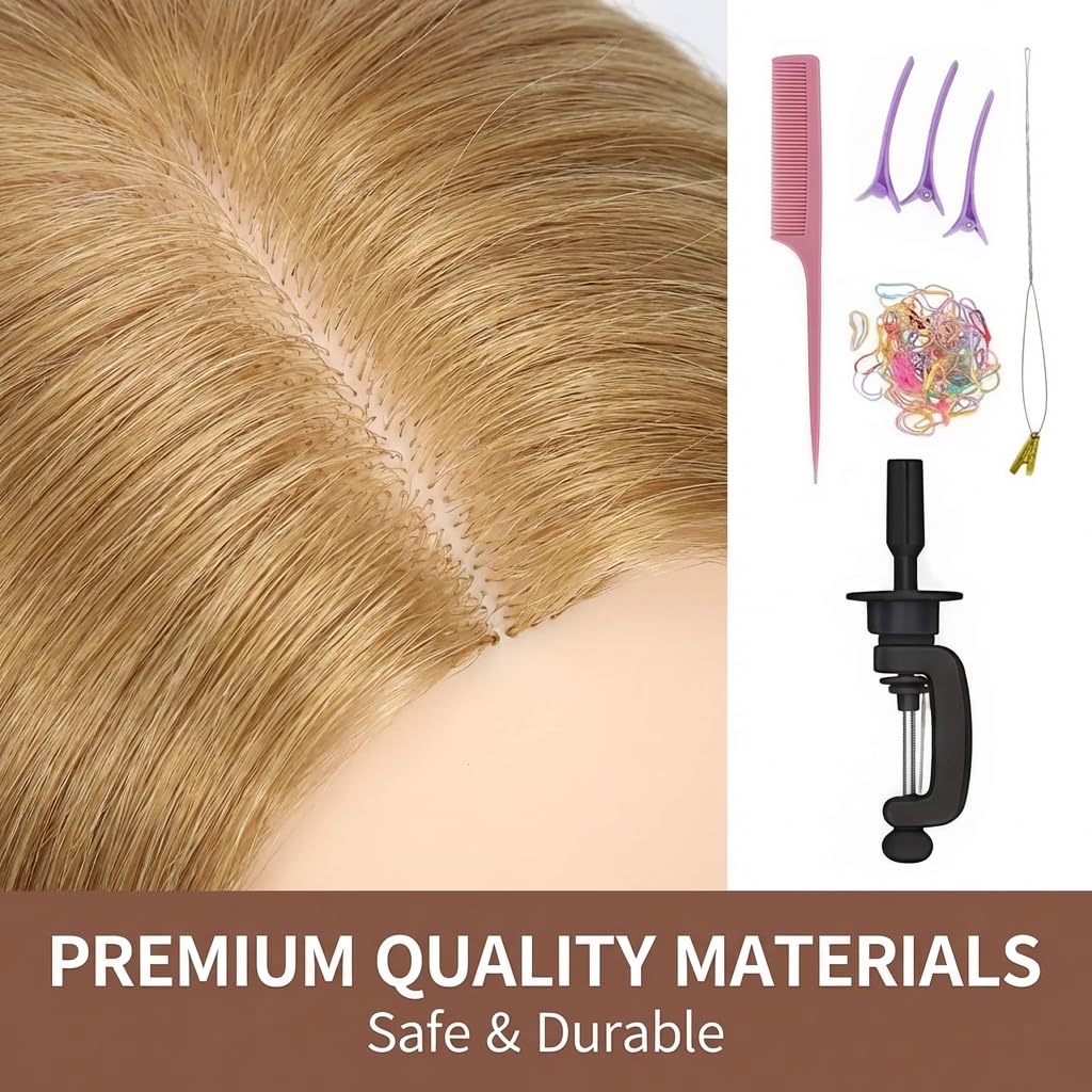 Close-up of HAPOWELL mannequin head hair texture
