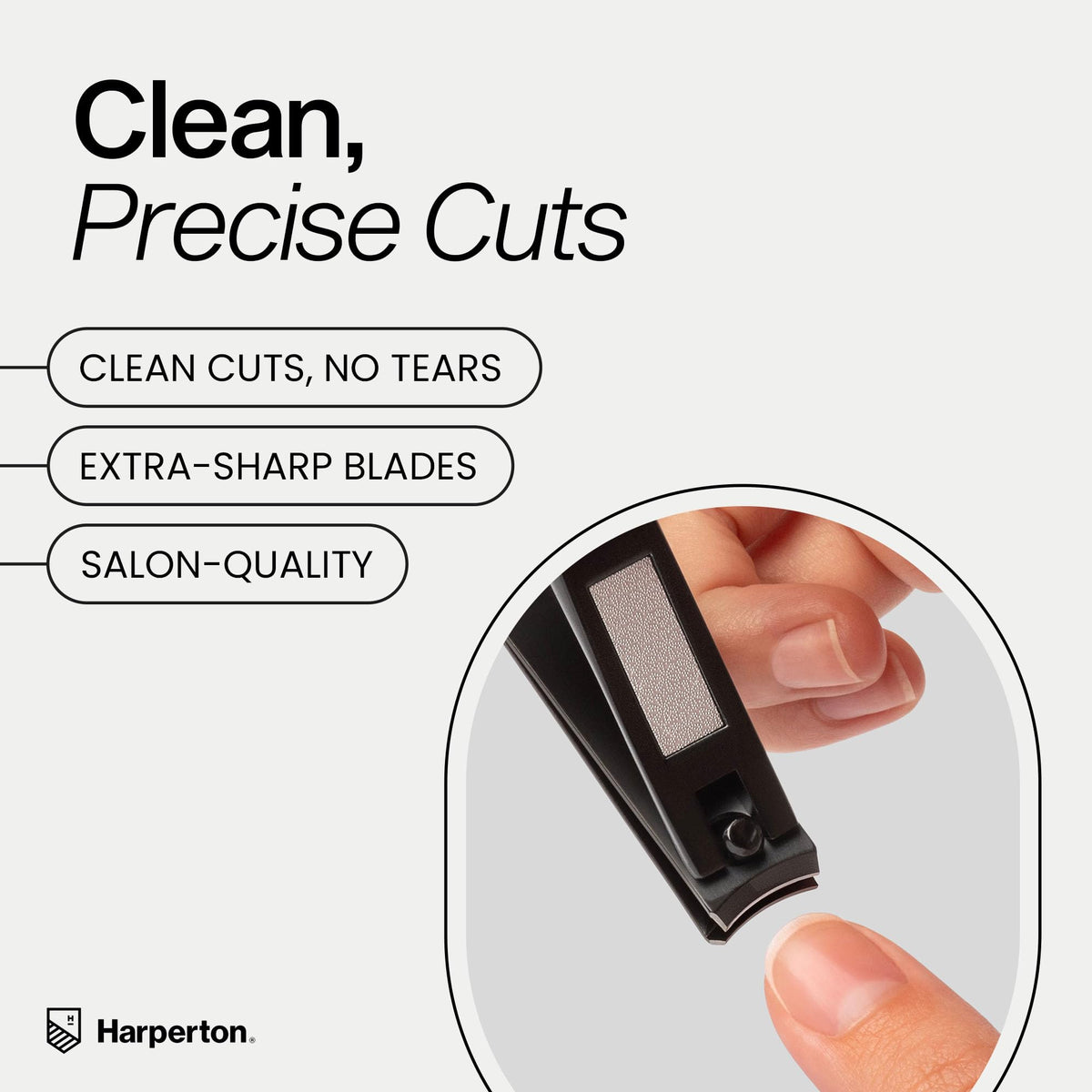 Close-up of Harperton Nail Clipper blade showing precision cutting edge