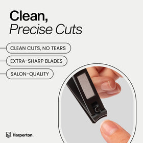 Close-up of Harperton Nail Clipper blade showing precision cutting edge