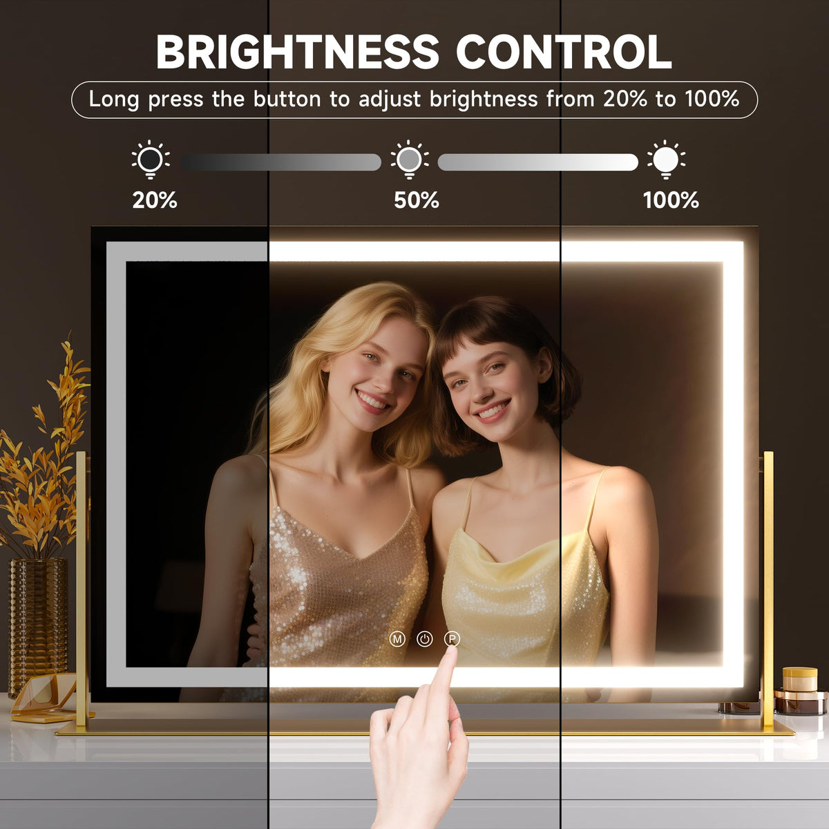 Close-up of Hasipu Vanity Mirror showing light settings