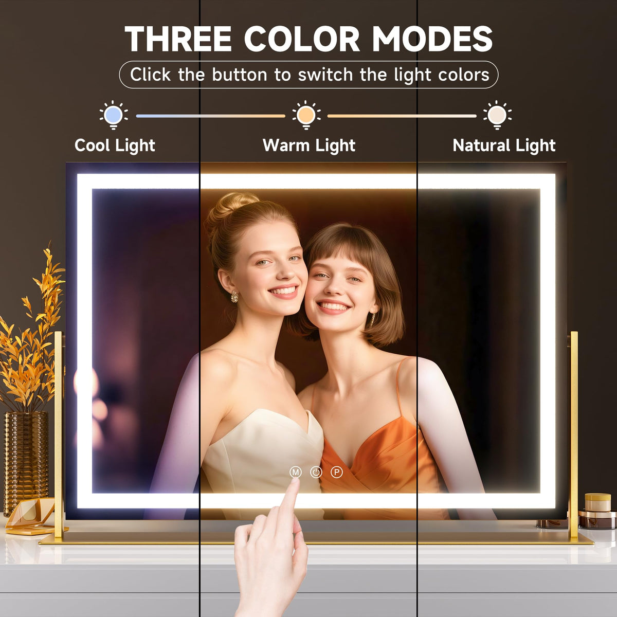 Close-up of Hasipu Vanity Mirror touch button controls