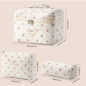 Close-up of HBselect Quilted Makeup Bag double zipper detail