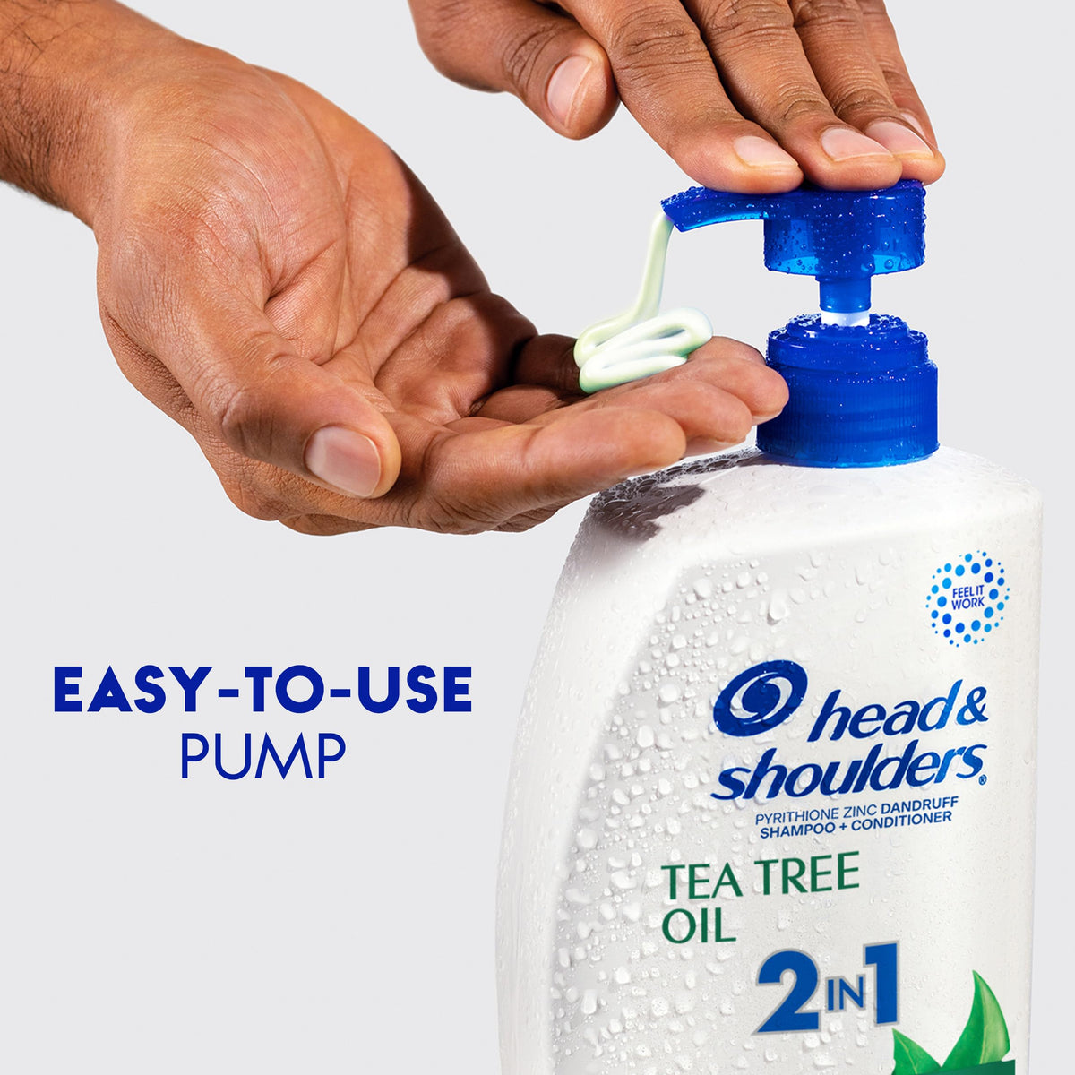 Close-up of Head & Shoulders Tea Tree Oil 2-in-1 Shampoo and Conditioner label