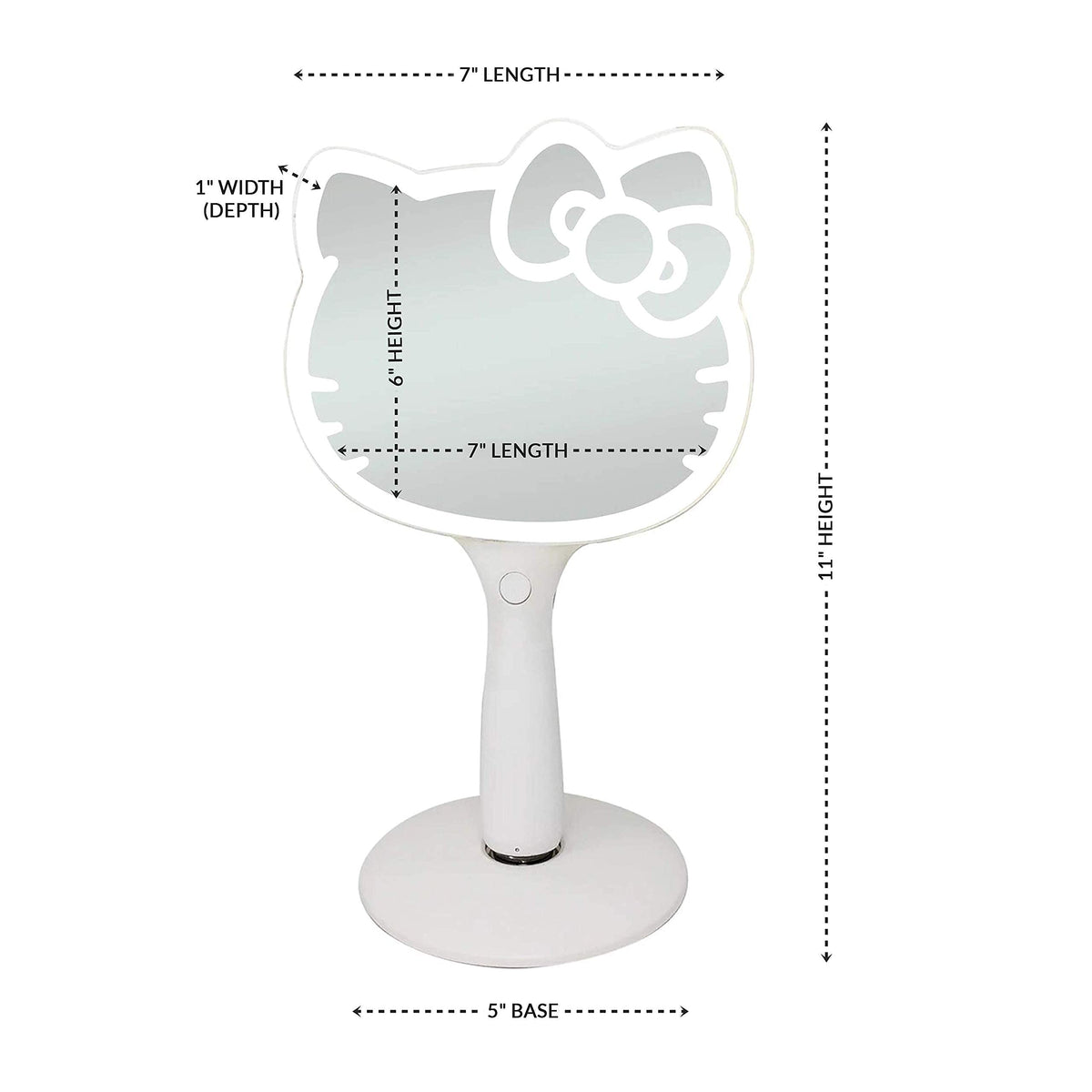 Close-up of Hello Kitty LED Handheld Mirror button