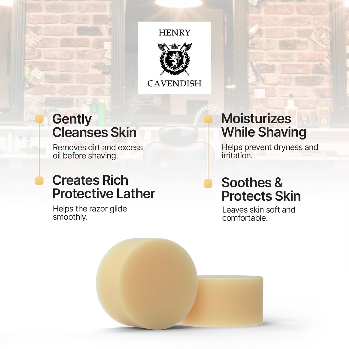 Close-up of Henry Cavendish shaving soap puck