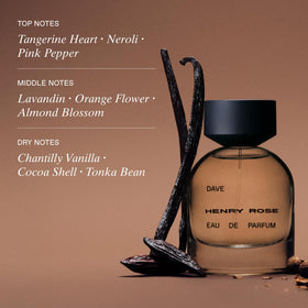 Close-up of Henry Rose Torn perfume bottle