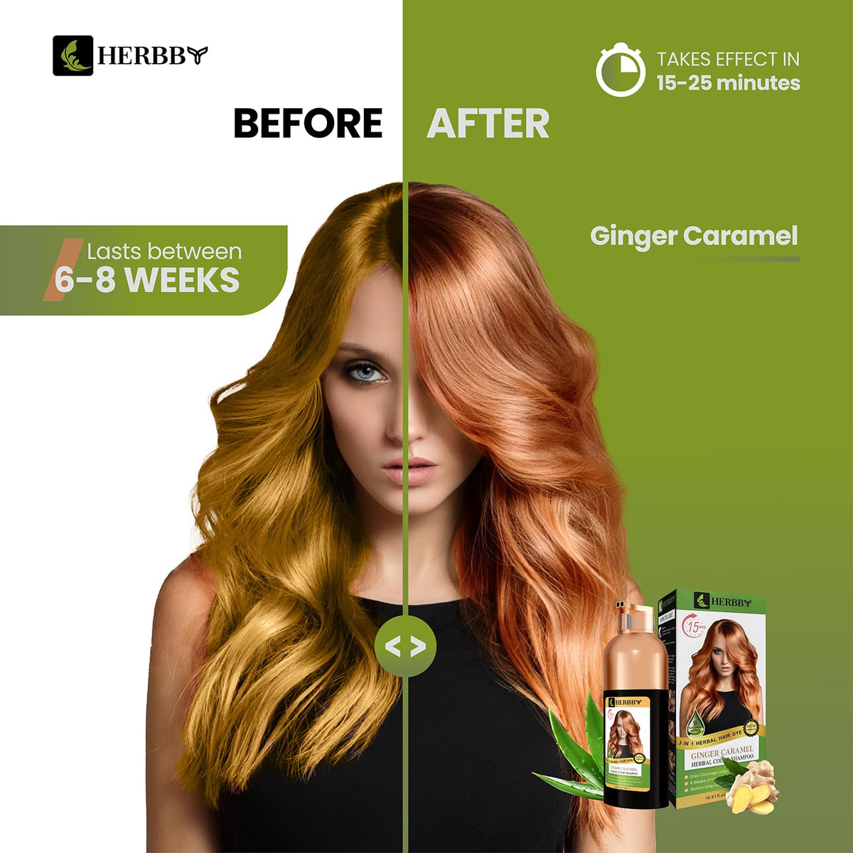 Close-up of HERBBY Hair Color Shampoo Ginger Caramel texture