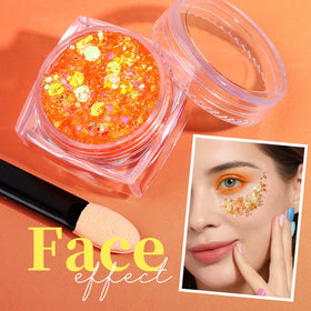 Close-up of hexagon shape glitter from Teenitor body glitter set