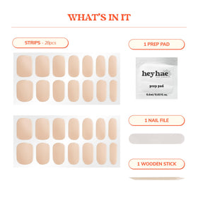 close-up of heyhae Semi Gel Nail Strips application
