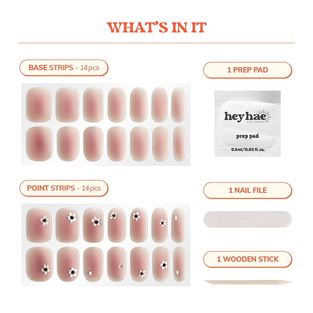 close-up of heyhae Semi Gel Nail Strips application process