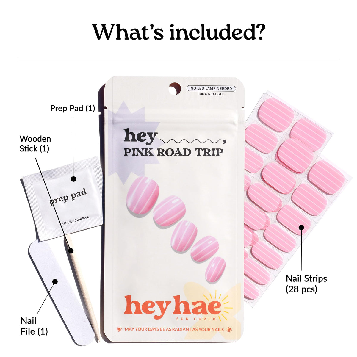 close-up of heyhae Semi Gel Nail Strips in pink design