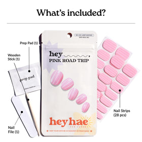 close-up of heyhae Semi Gel Nail Strips in pink design