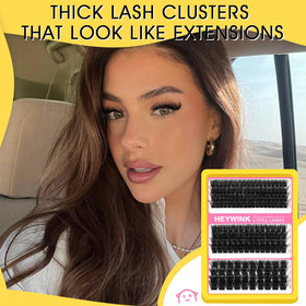 Close-up of HEYWINK lash clusters in various densities