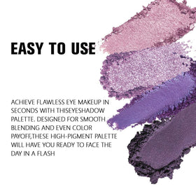 Close-up of HHLTOH eyeshadow palette showing shimmer and matte finishes
