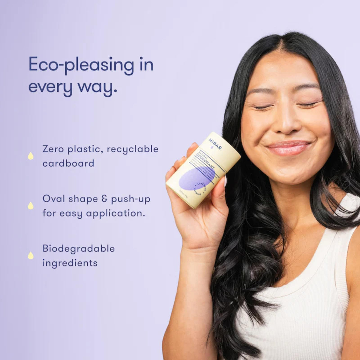 Close-up of HIBAR Lavender & Jasmine Sensitive Deodorant tube