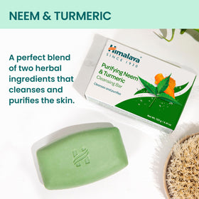 Close-up of Himalaya Neem & Turmeric soap bar texture
