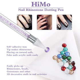 Close-up of HiMo Nail Rhinestone Picker Tool showing dual-ended design