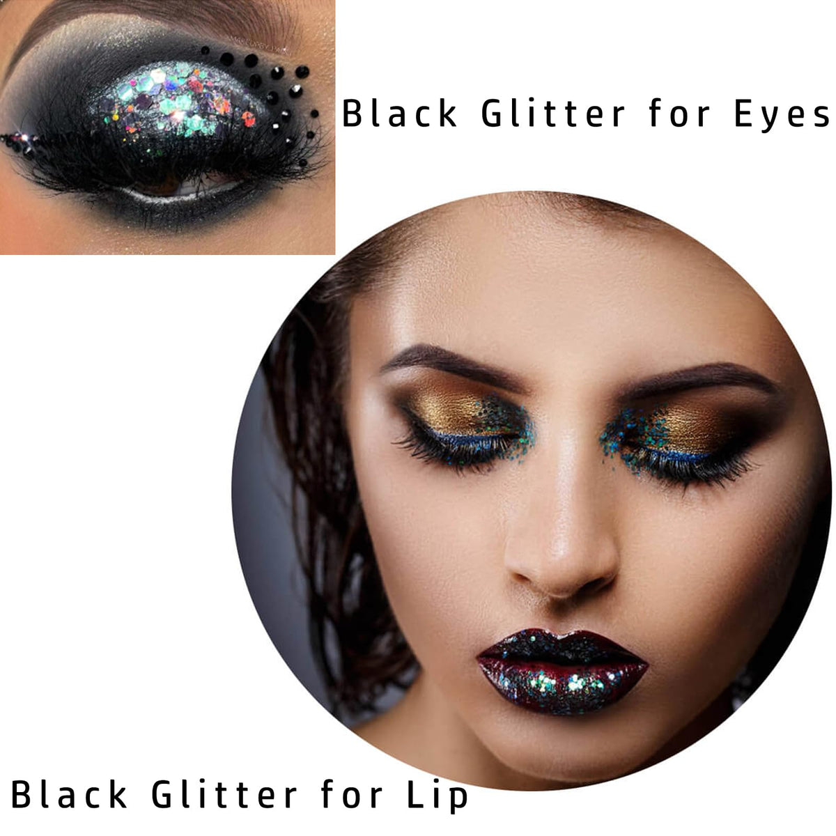 Close-up of holographic sequins in MEICOLY glitter