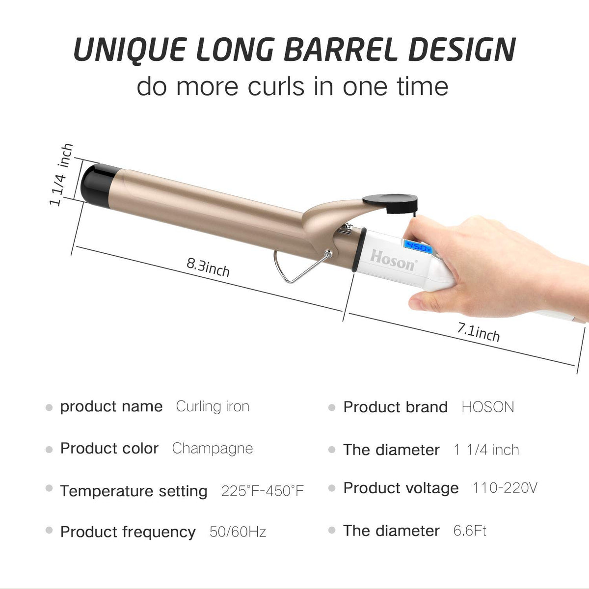 Close-up of Hoson curling iron's temperature control